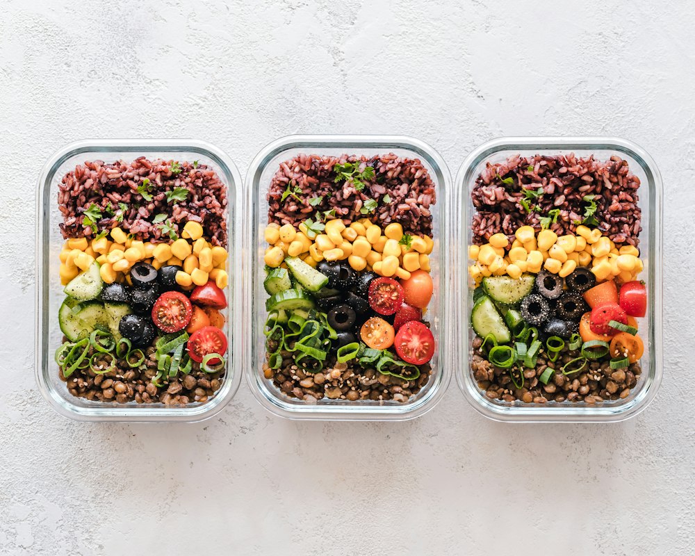 Nutritious colorful food spread on a table