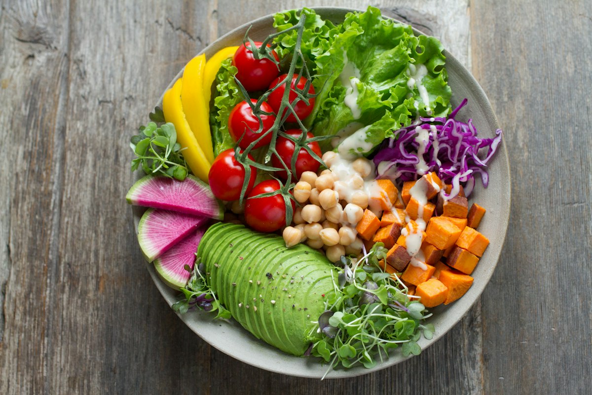 Fresh fruit smoothie bowl with toppings